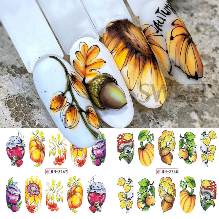 12pcs Autumn Nail Stickers Car - огляд і ціна Waterslide Decal Paper