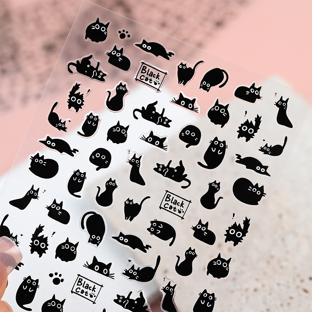 6/12Pcs Black Cat Stickers for - огляд і ціна Waterslide Decal Paper