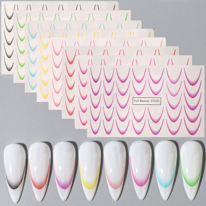 8pcs Gradient French Nail Art  - огляд і ціна Waterslide Decal Paper