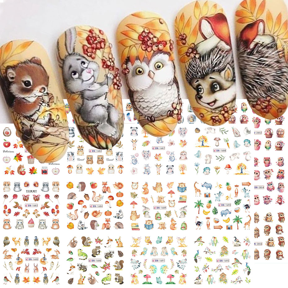 12Design Autumn Animal Nail Ar - огляд і ціна Waterslide Decal Paper