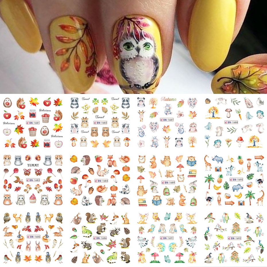 12Design Autumn Animal Nail Ar - огляд і ціна Waterslide Decal Paper